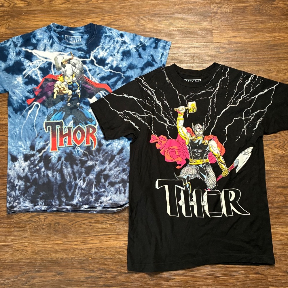 Marvel Thor T-Shirt Bundle 2 Mens Medium Lightning Graphic Comic Tees